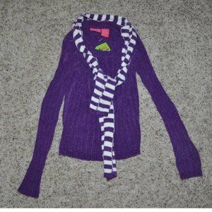 *Sweater & Scarf Set Sugar sz 14 Purple White Long Sleeve Ribbed 2 Pc Set Girls